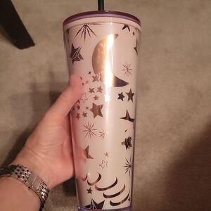Starbucks 2023 Holiday Pink Moon & Stars 24 Oz Venti Cold Cup Tumbler.